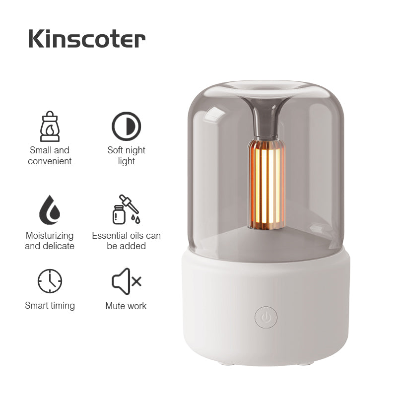 Candle Light Aroma Diffuser | Ultrasonic | 120ml | Beige & Black