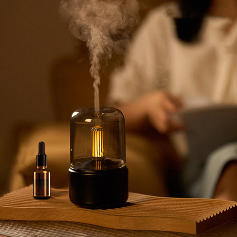 Candle Light Aroma Diffuser | Ultrasonic | 120ml | Beige & Black