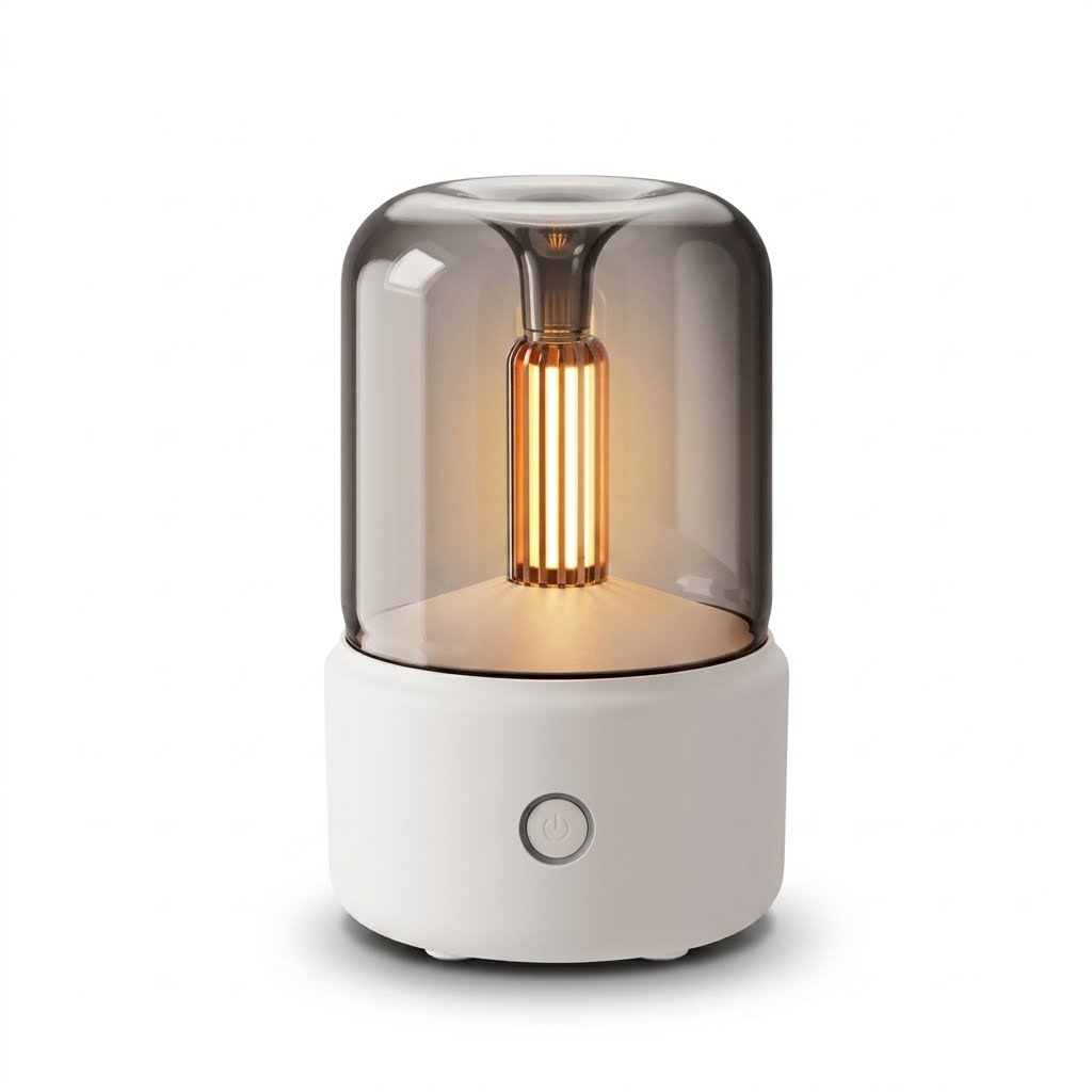 Candle Light Aroma Diffuser | Ultrasonic | 120ml | Beige & Black